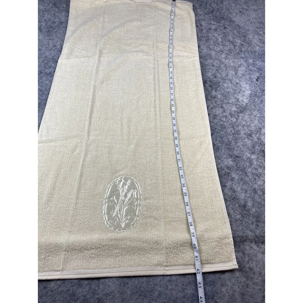 VTG Cannon 4pc Set‎ Bath Towel Hand Wash Cloth Embroidered Floral Monogram 
